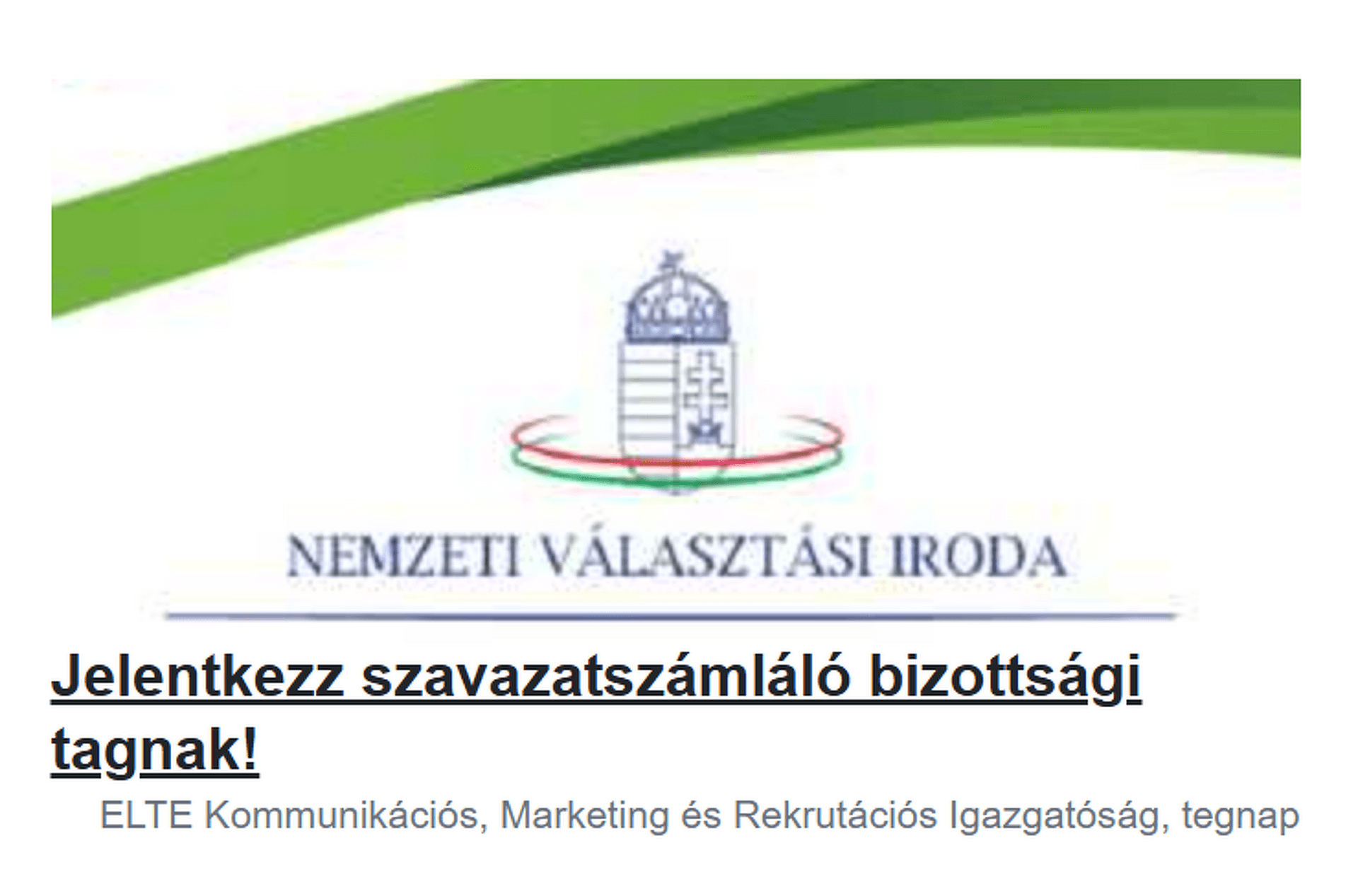 Neptun-üzenetben toboroz szavazatszámlálókat az ELTE és a Választási Iroda